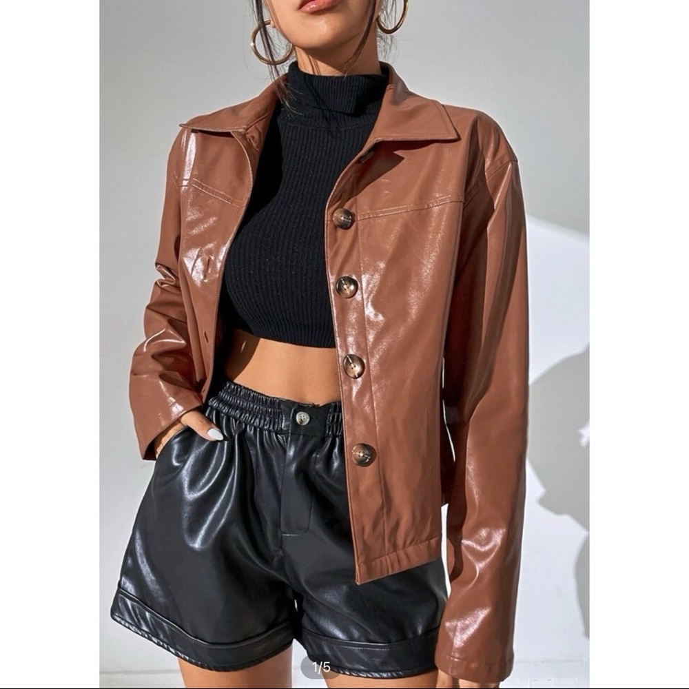 Drop Shoulder Leather Jacket